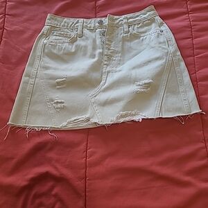 We The Free Cream Denim Skirt